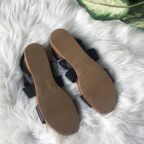 NWOT Black faux leather footed sandals - Picture 2 of 2